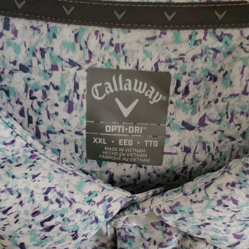 Callaway Men's Opti-Dri Shirt - Purple, Blue, and White Golf Shirt. Worn Once.